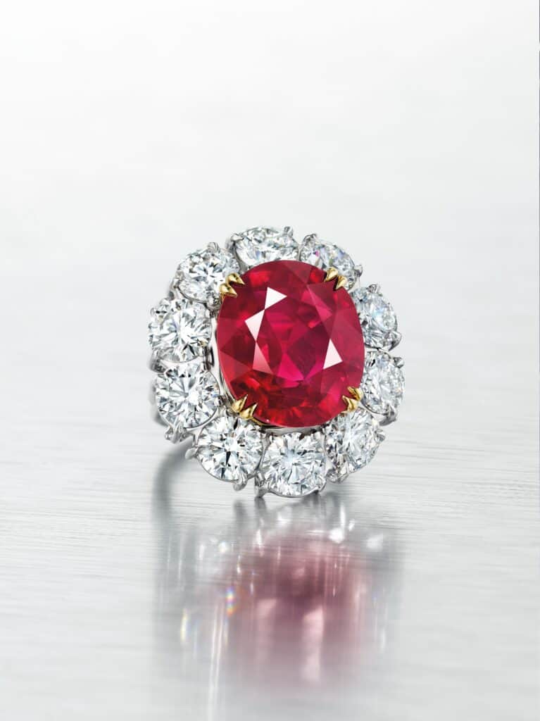 Oval-Cut Ruby and Diamond Ring