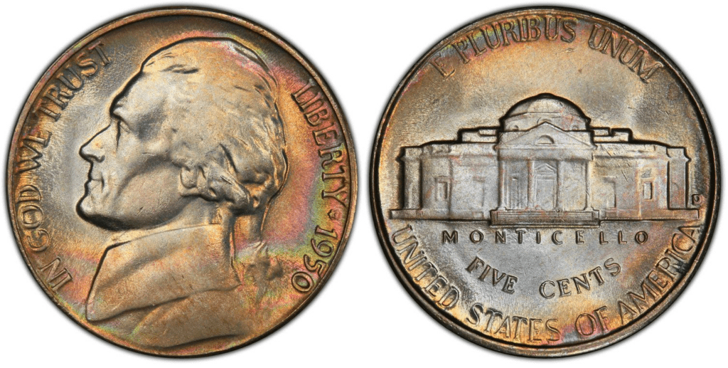1950 D Jefferson nickel