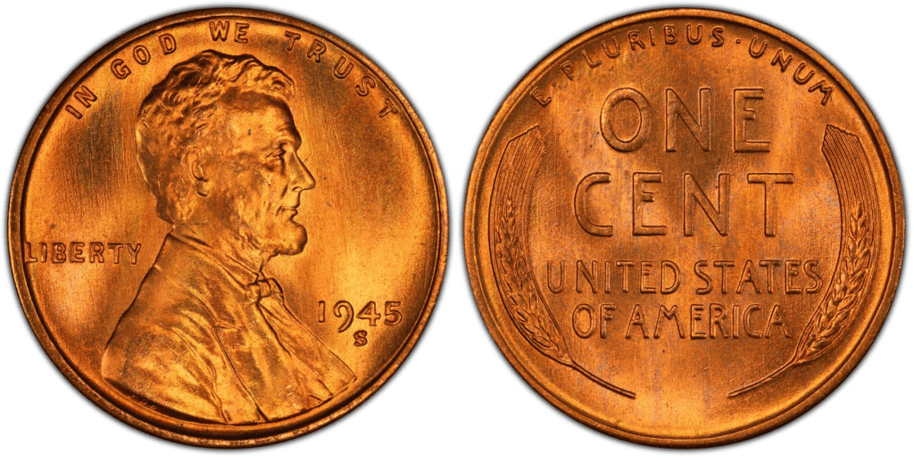 1945 S Lincoln Wheat Penny
