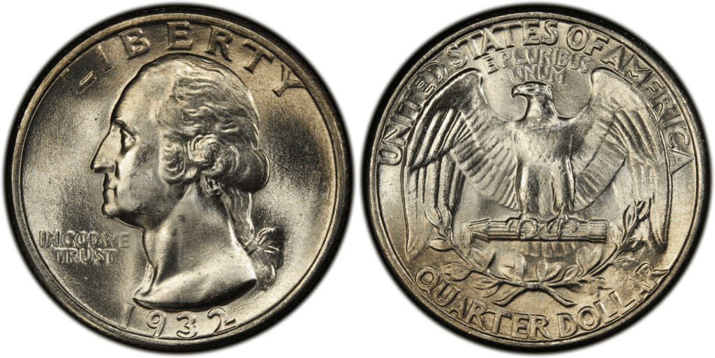 1932 Washington Quarter Dollar Errors doubled die obverse