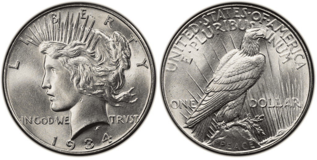1934 P Peace Silver Dollar