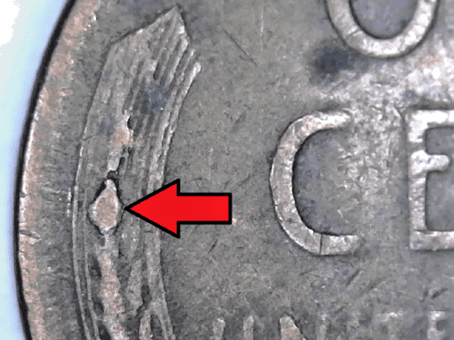 1952 wheat penny with a die crack error