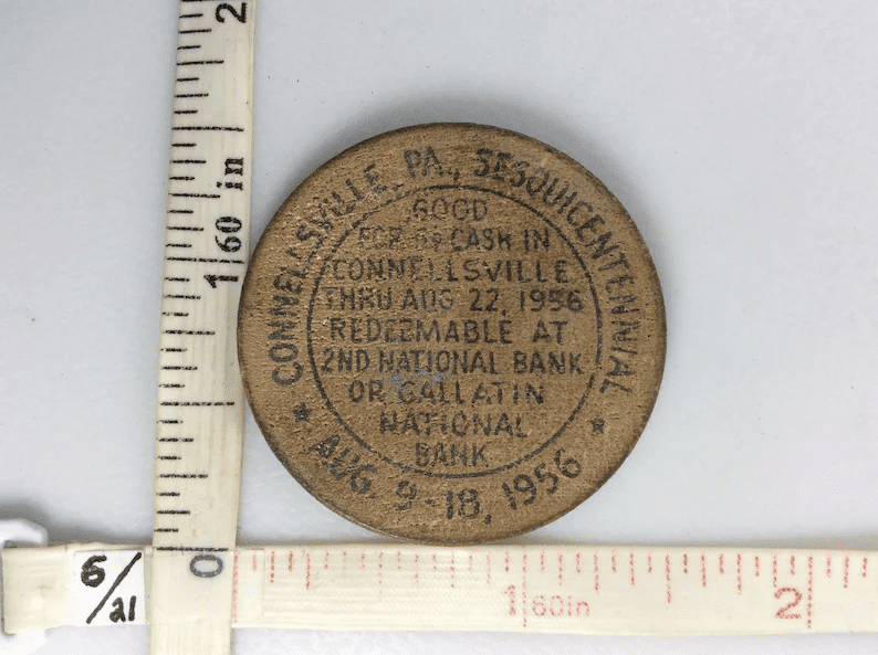 1956 Wooden Nickel (Conneautville, Pa) 2