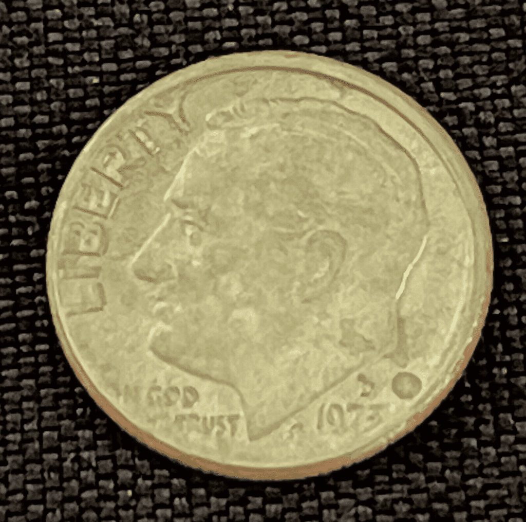1973 dime with an annealing error