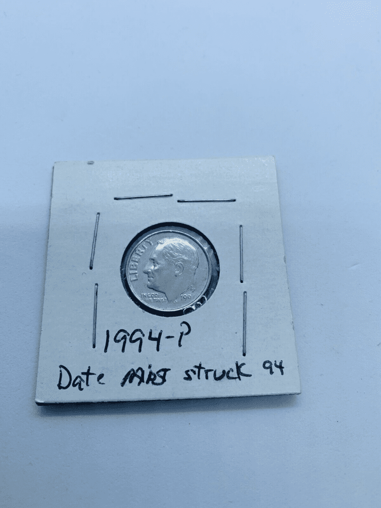 1994 Roosevelt Dime strike through error