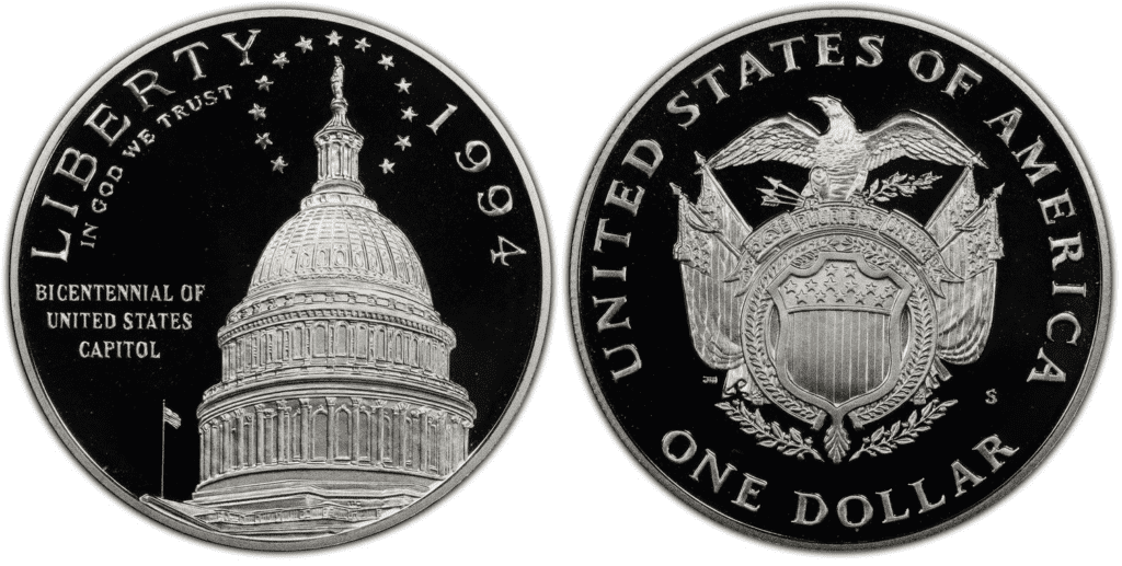 1994 S Proof Capitol One Dollar