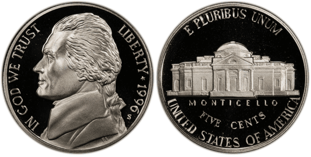 1996 S Proof Jefferson Nickel