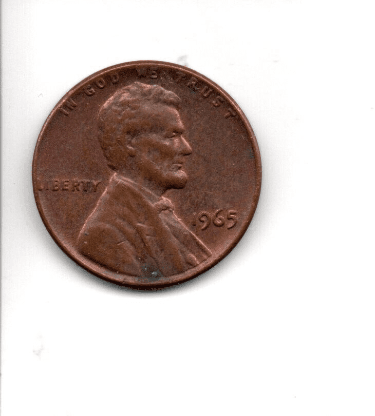 1965 Lincoln penny with “L” on the border