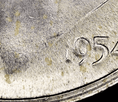 weak strike error on a 1954 dime
