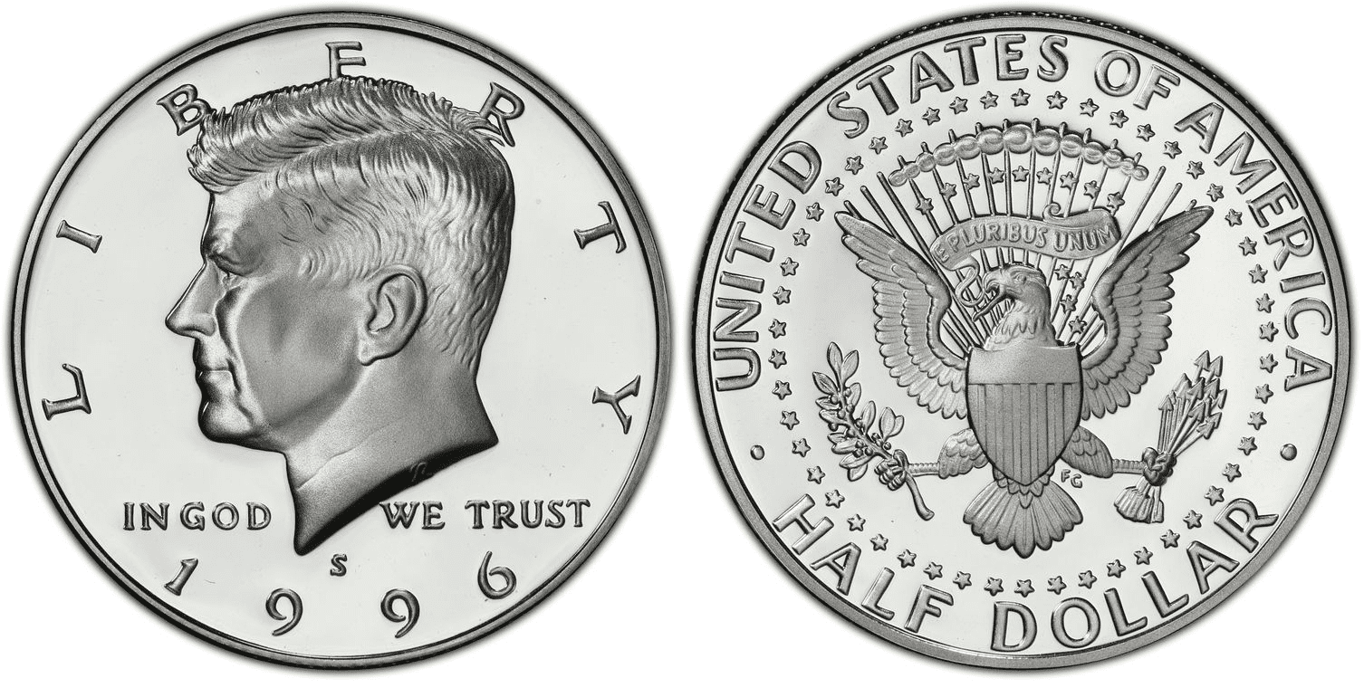 1996 S Silver Kennedy Half Dollar