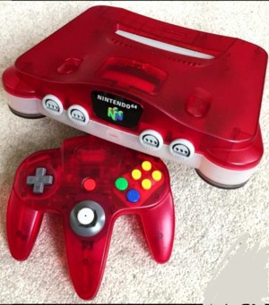 Nintendo 64 Clear White / Red Console