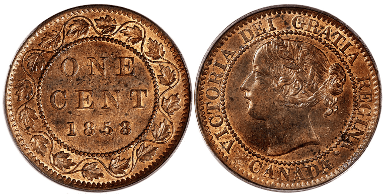 1858 Large Canadian Cent