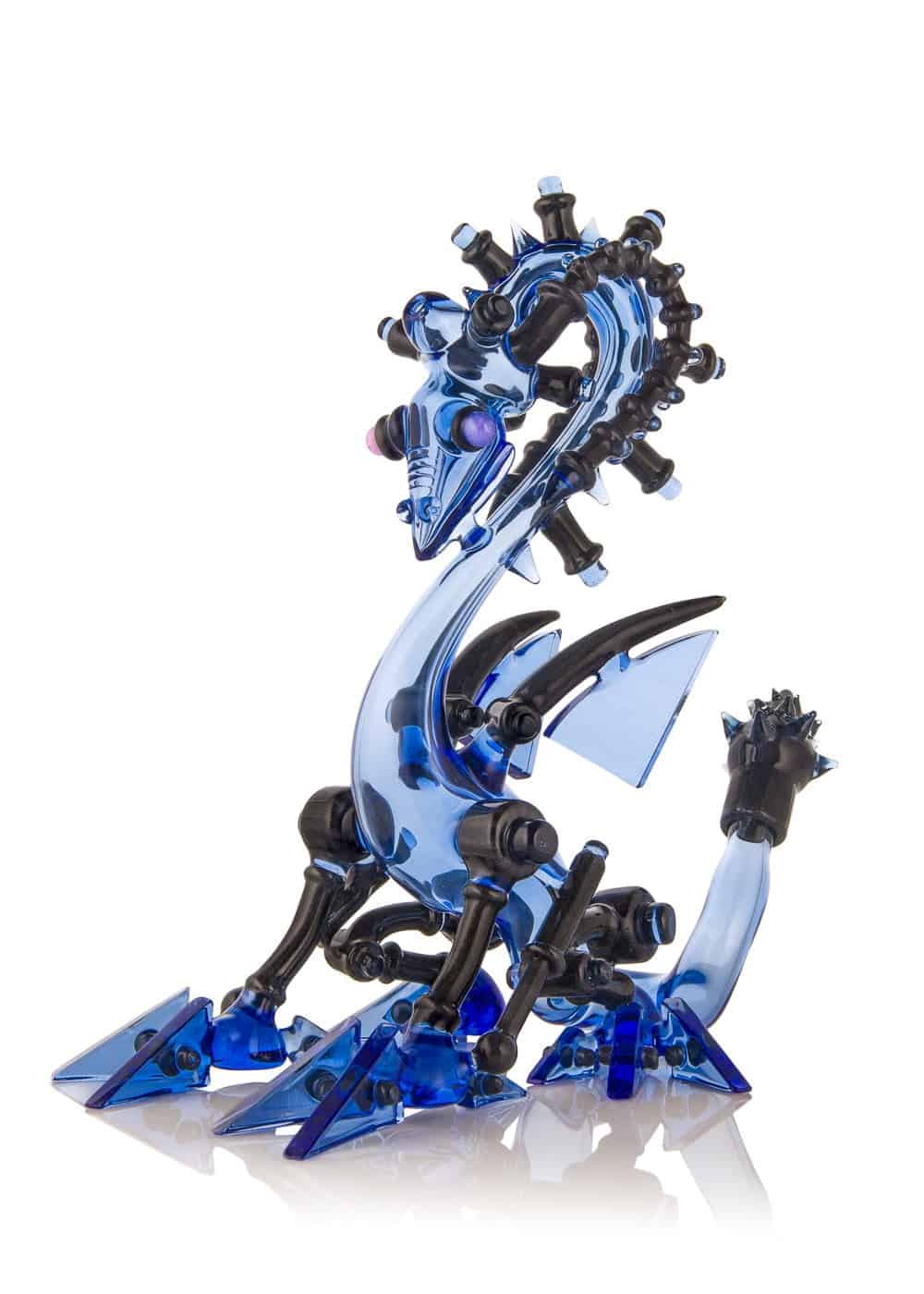 Biomechanical Blue Rain Robo-Dragon Vapor Bubbler