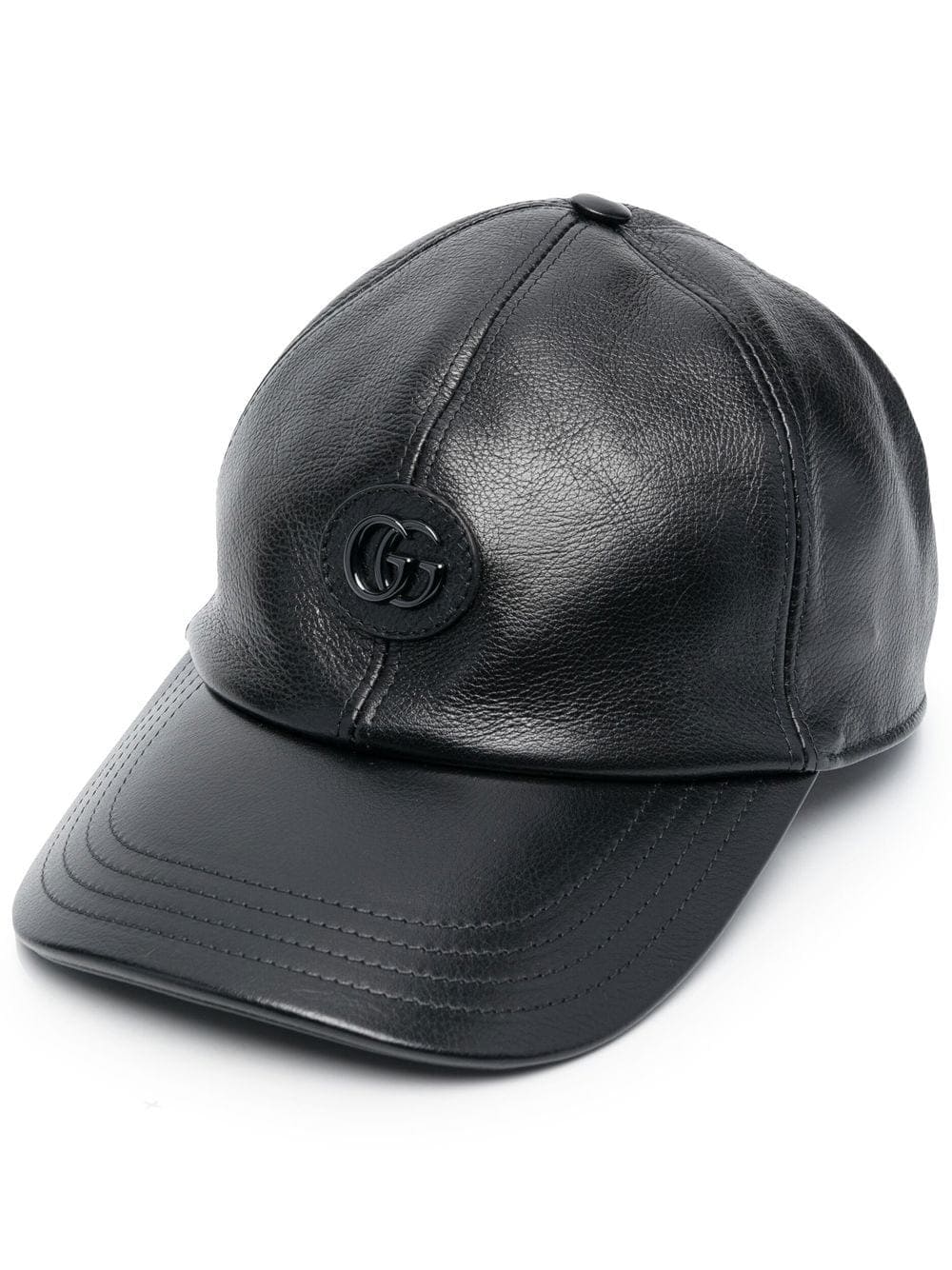 Leather Baseball Hat with Double G