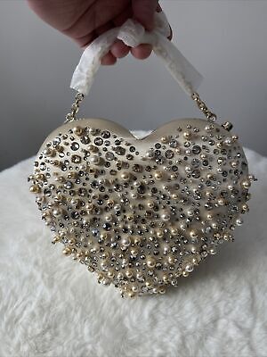Bridal Embellished 3d Heart Clutch