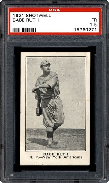 1921 Shotwell Babe Ruth Baseball Card