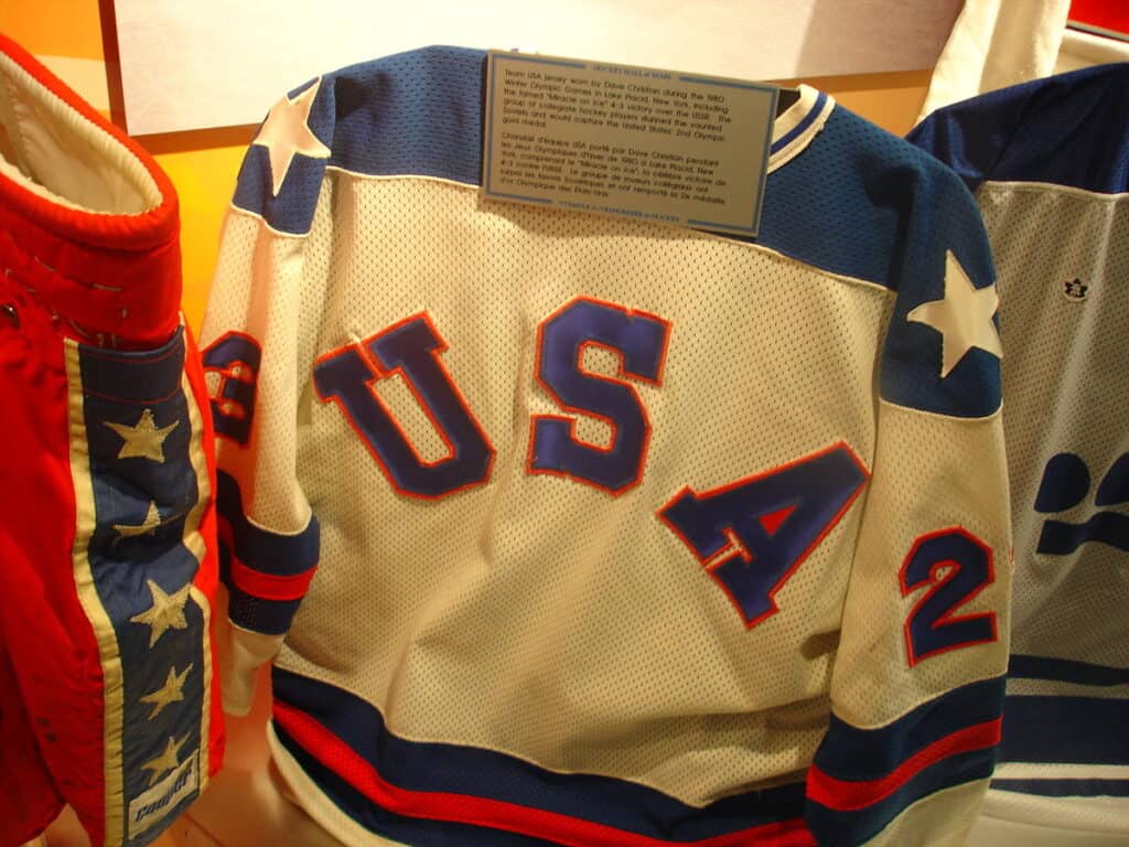 1980 Winter Olympics Jersey Worn by Dave Christian of "Miracle on Ice"