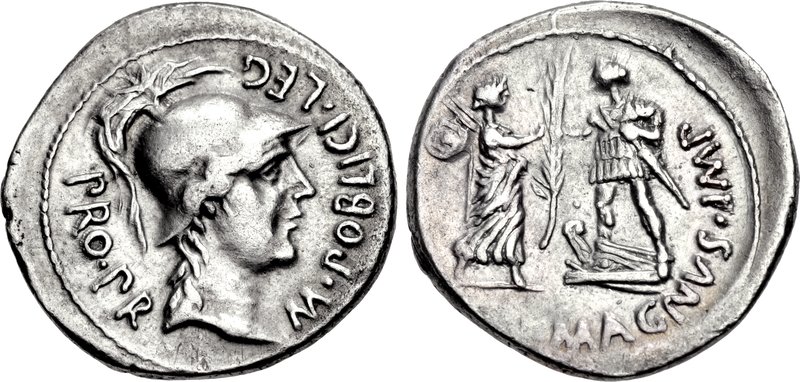 45 BC Pompey the Great Denarius