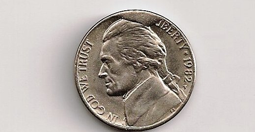 1982 P Jefferson Nickel Die Clash