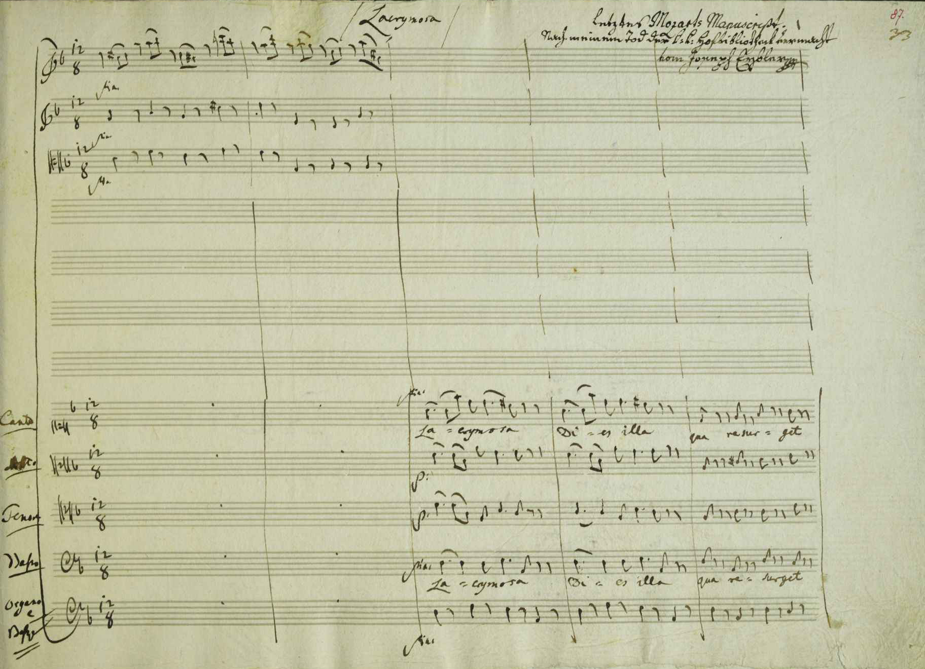 Wolfgang Amadeus Mozart – Requiem in D Minor (Manuscript)