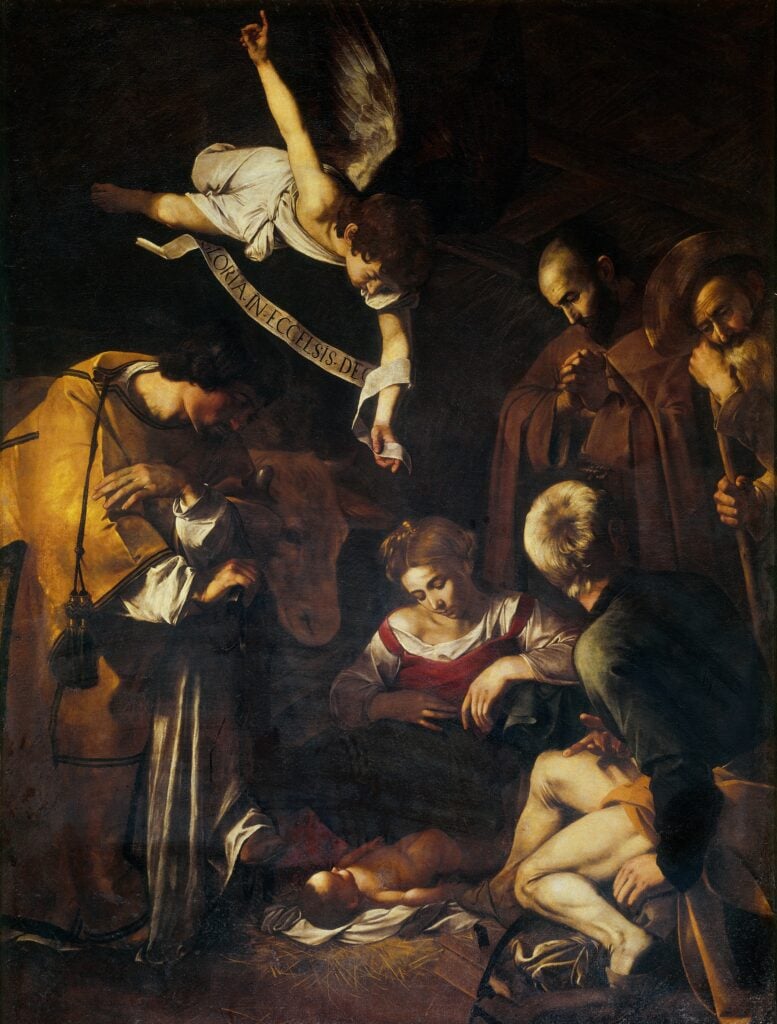 Nativity with St. Francis and St. Lawrence by Caravaggio