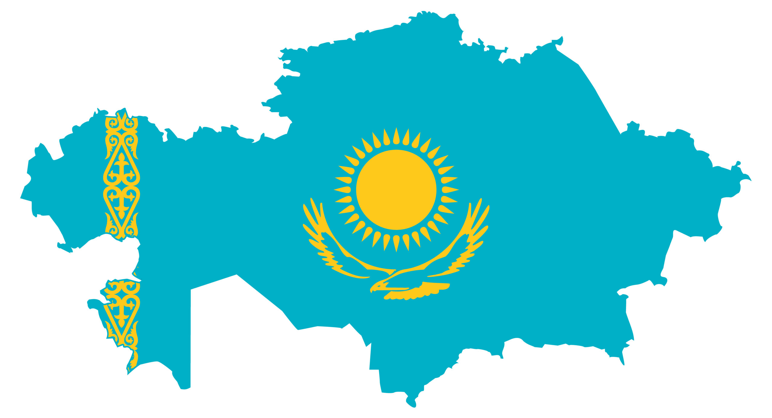 Kazakhstan map with flag