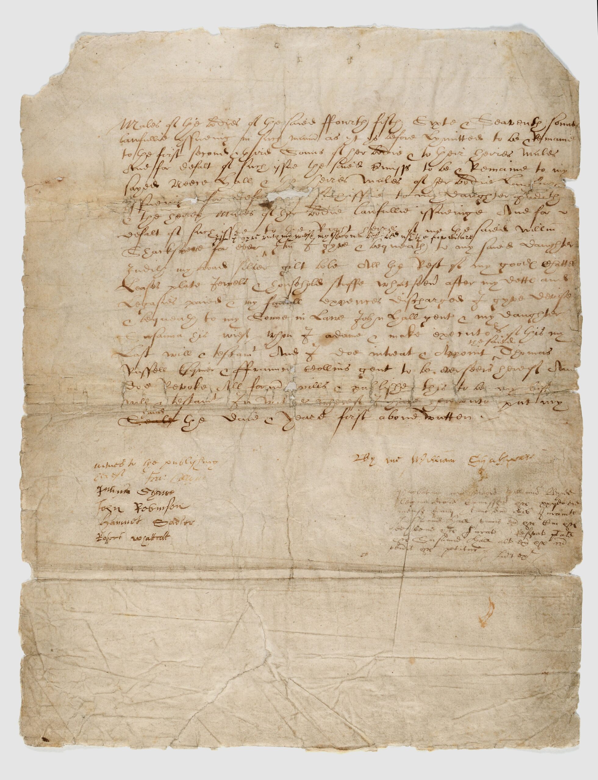 Shakespeare’s Will and Letters (1616)